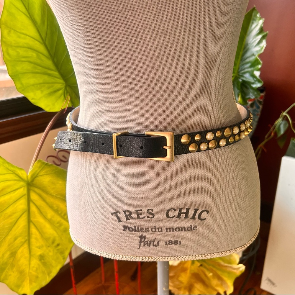 J Crew x Eddie Borgo Black and Gold Studded metal pearl Belt size 32 /large
